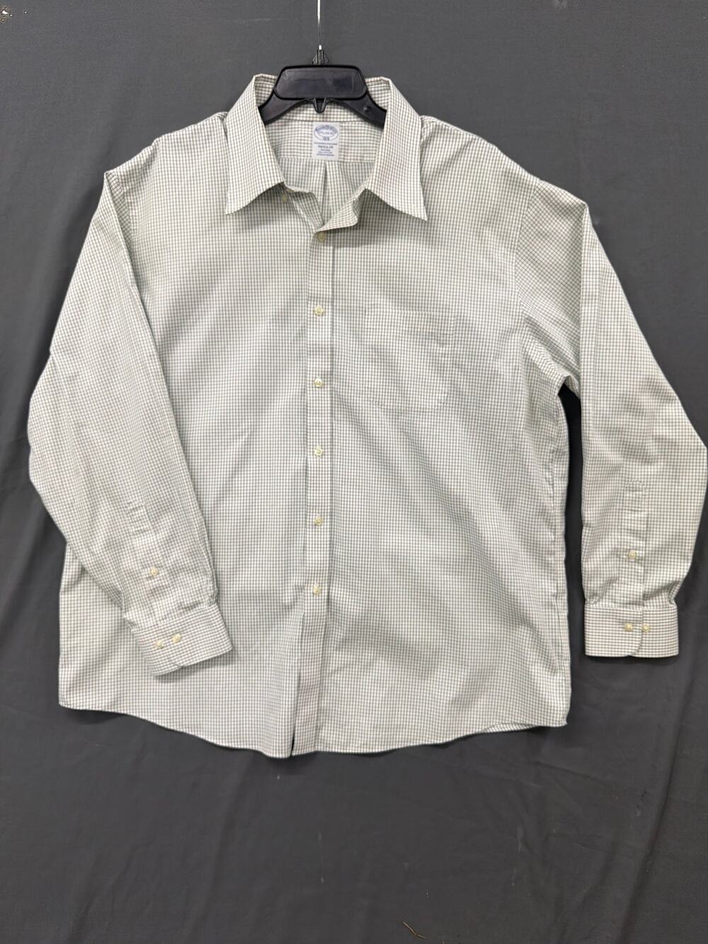 Brooks Brothers 1818 Men's 17.5 34/35 Regular Fit Non Iron Check Dress Shirt
